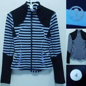 Lululemon Forme Jacket Full Zip Stripe Polar Haze Lavender Blue Black Size 4 XS